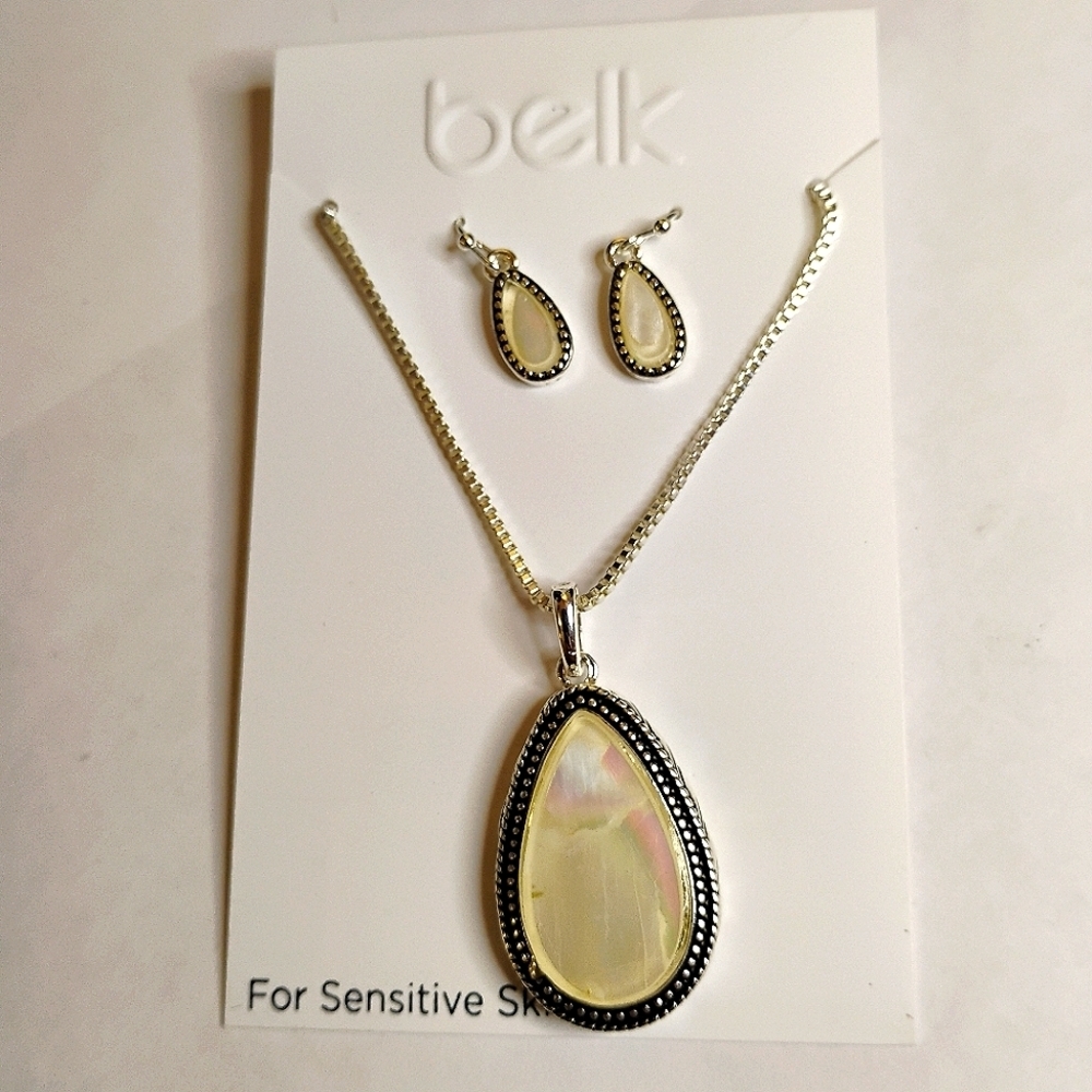 Beauty: Belk's Simulated Opal Necklace‎ and Earring Set for Sensitive Skin